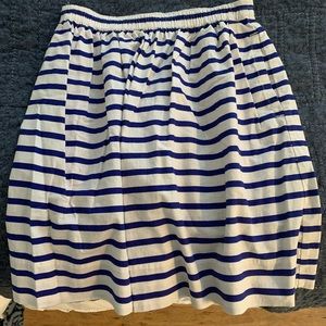 blue and white striped skirt with pockets